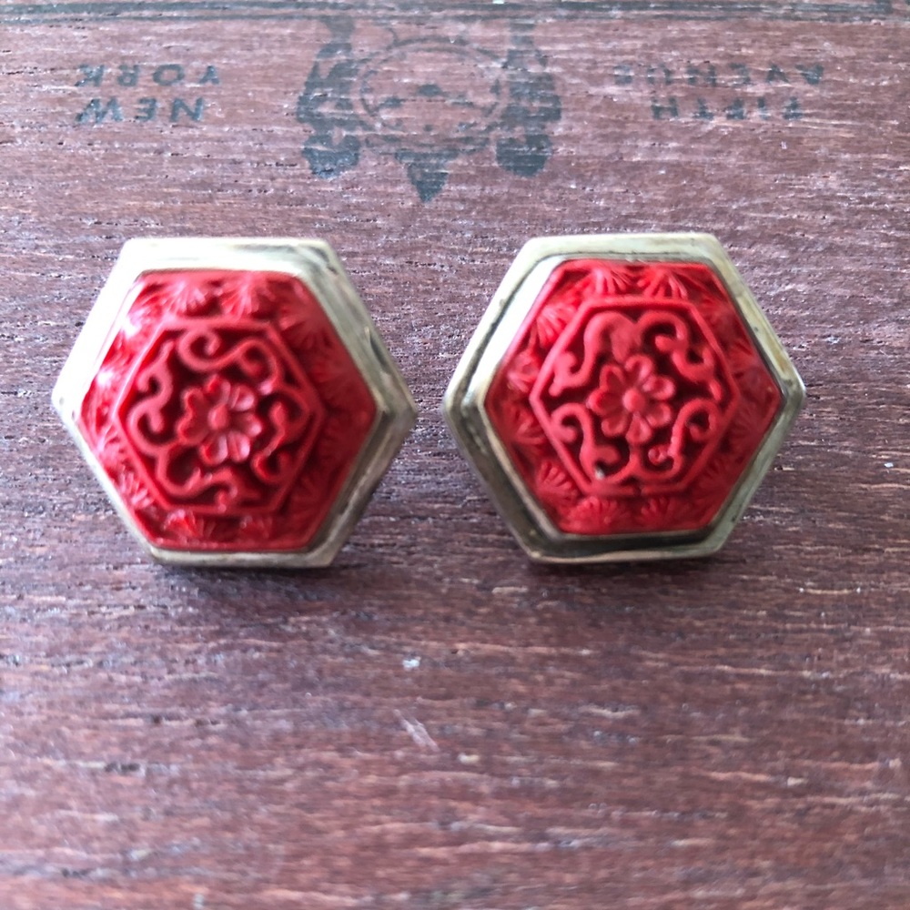 Sterling earrings with cinnabar